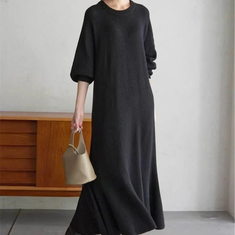 Elegant Lantern Sleeve Mermaid Maxi Dress | Loose Fit Long Sleeve Dress(MS154) - Image 3