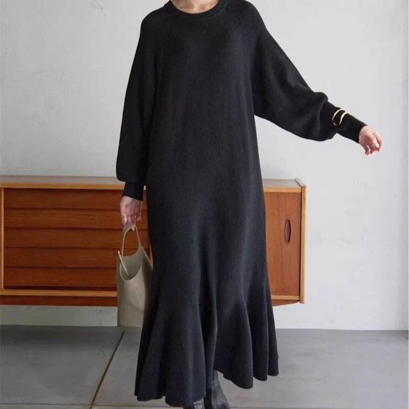 Elegant Lantern Sleeve Mermaid Maxi Dress | Loose Fit Long Sleeve Dress(MS154) - Image 4