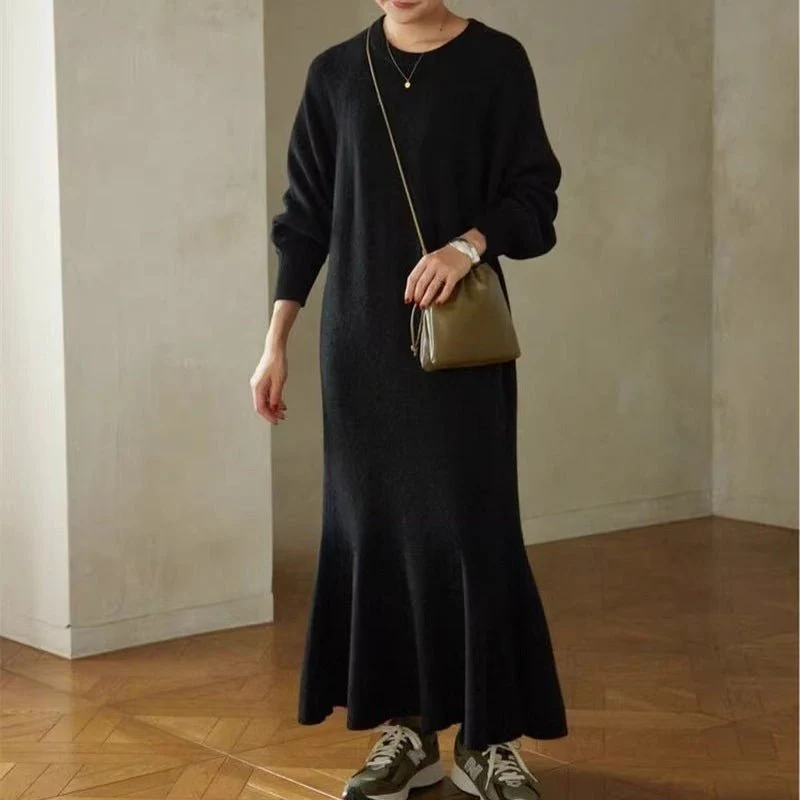 Elegant Lantern Sleeve Mermaid Maxi Dress | Loose Fit Long Sleeve Dress(MS154) - Image 5