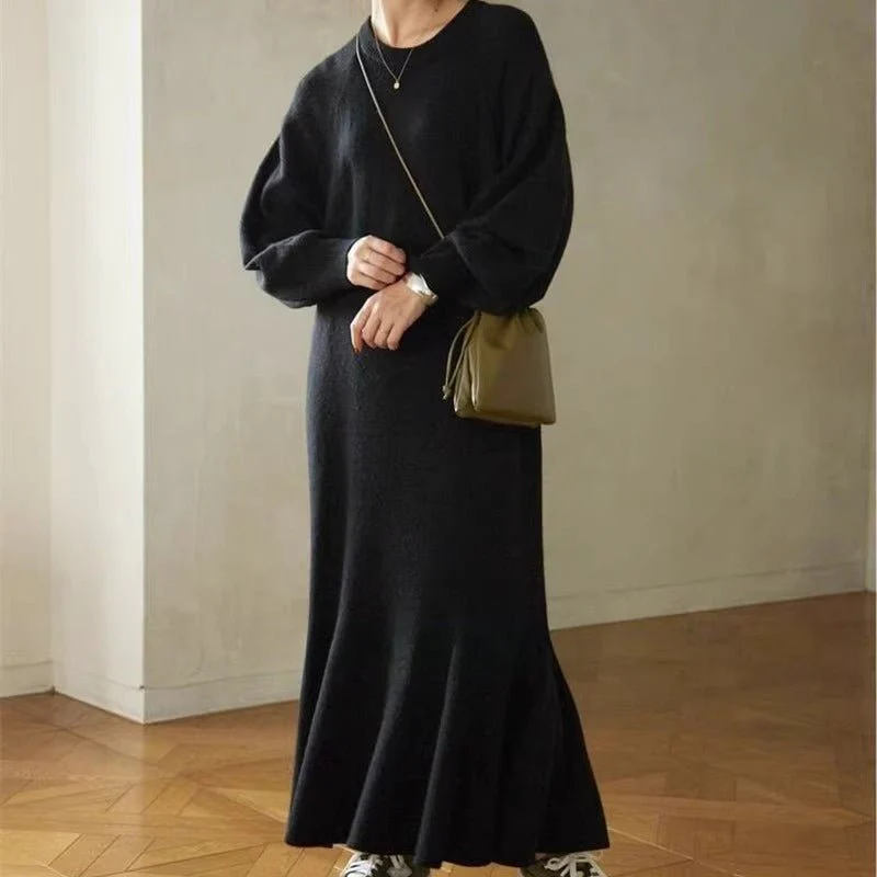 Elegant Lantern Sleeve Mermaid Maxi Dress | Loose Fit Long Sleeve Dress(MS154) - Image 7