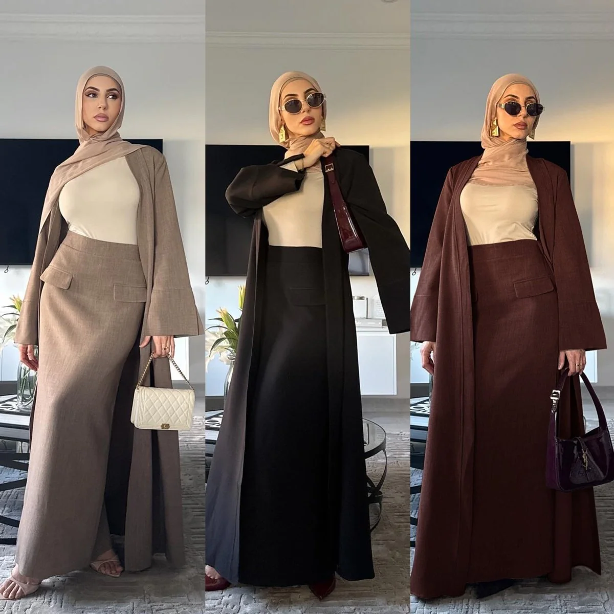 Elegant Long Cardigan & Maxi Skirt Set(MS175) - Image 10