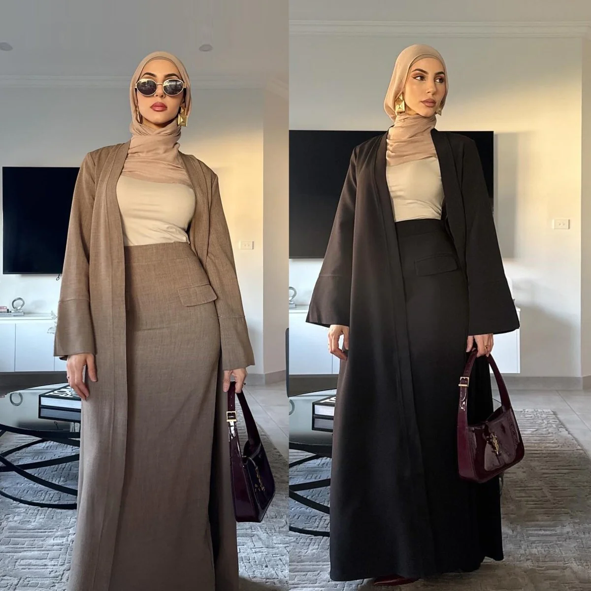 Elegant Long Cardigan & Maxi Skirt Set(MS175) - Image 11