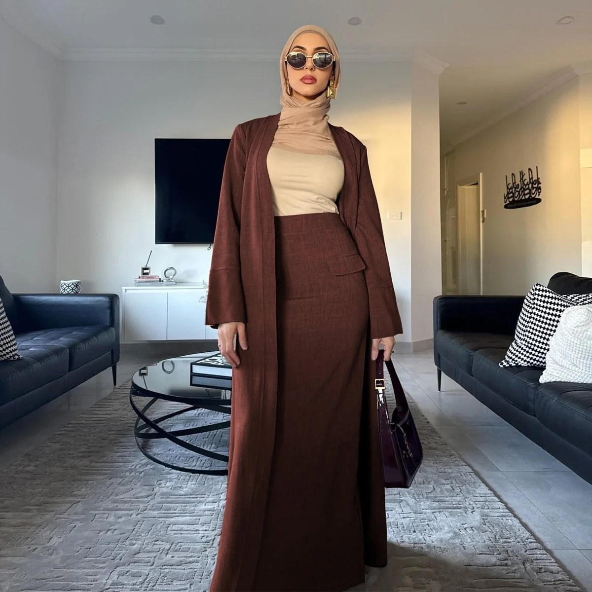 Elegant Long Cardigan & Maxi Skirt Set(MS175) - Image 13