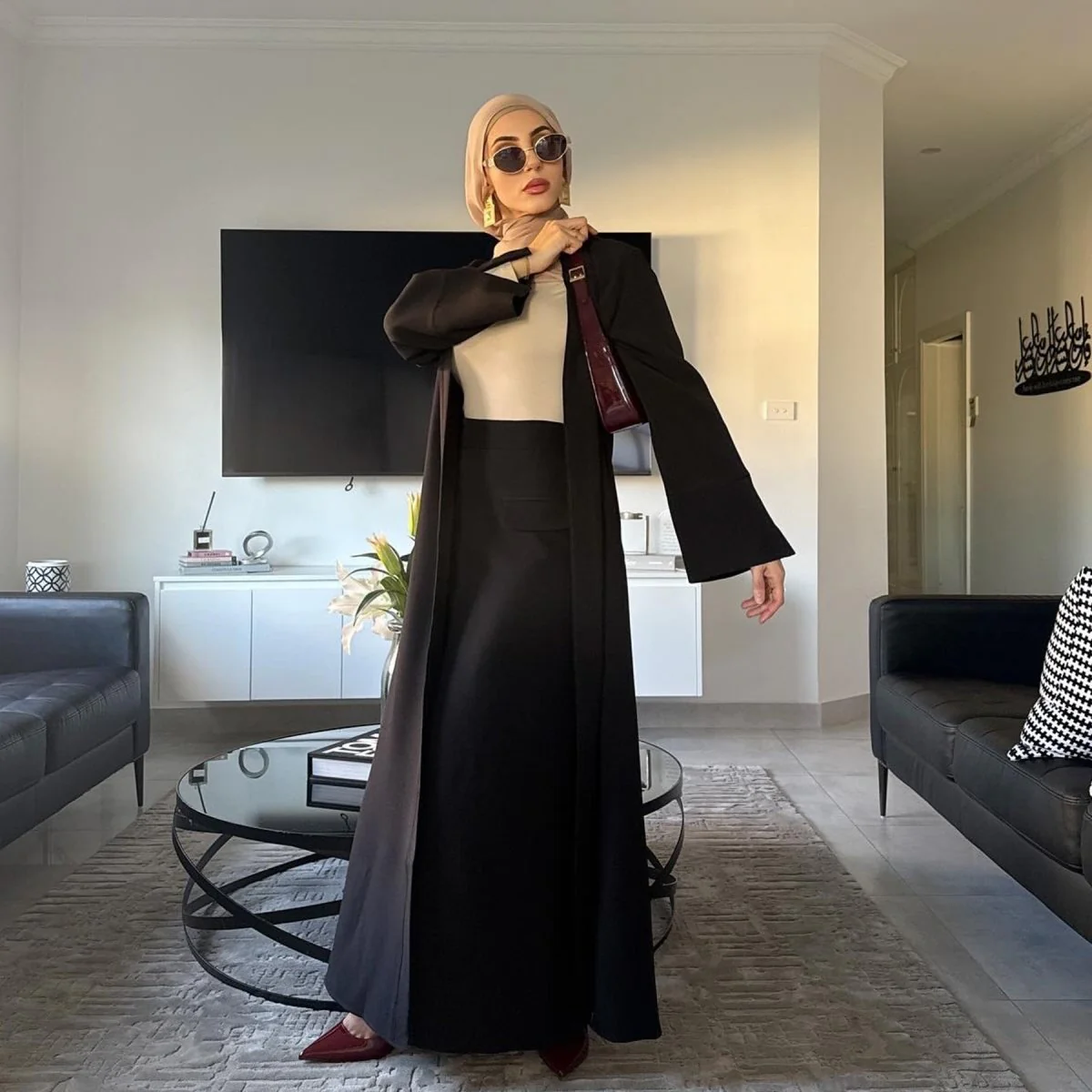Elegant Long Cardigan & Maxi Skirt Set(MS175) - Image 2