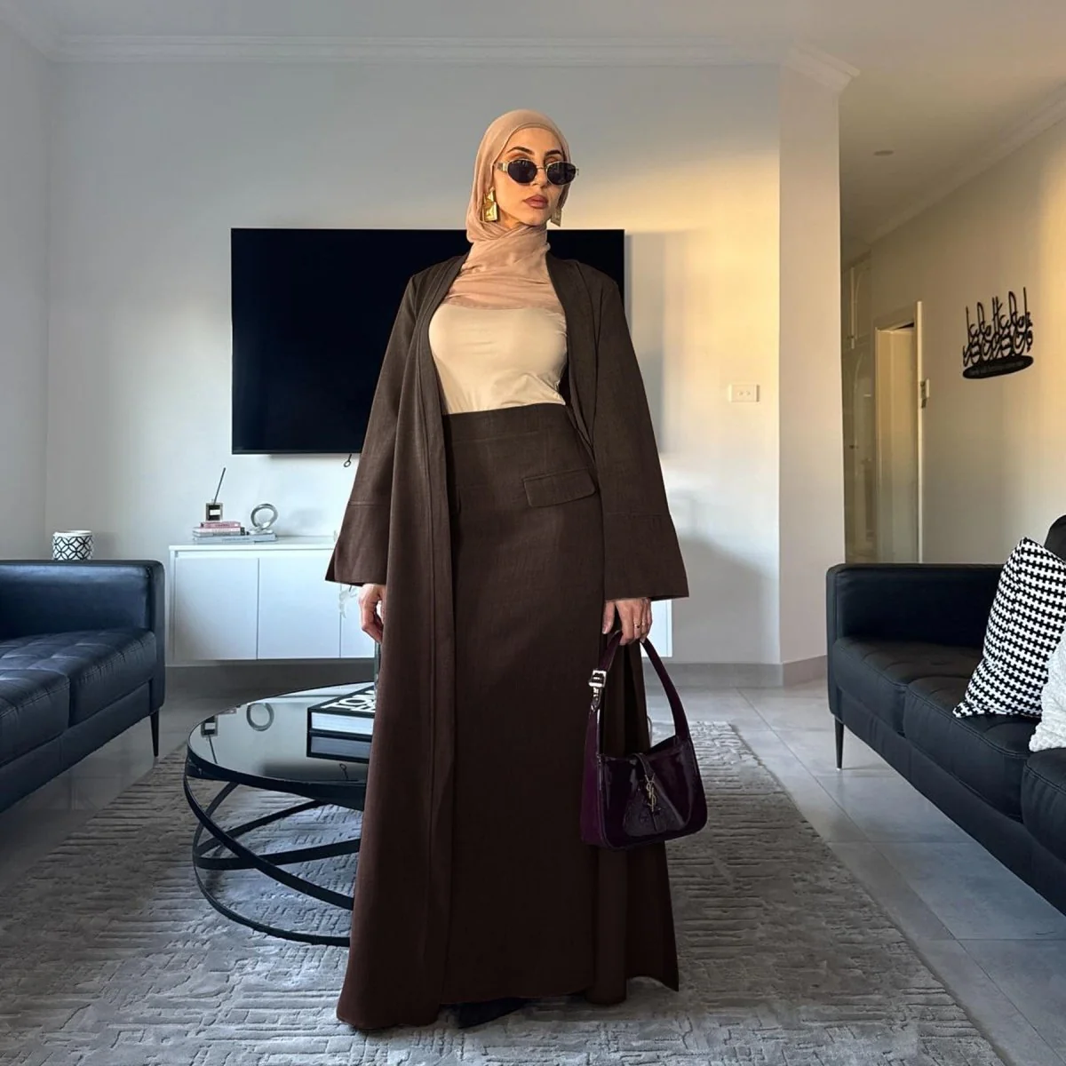 Elegant Long Cardigan & Maxi Skirt Set(MS175) - Image 3