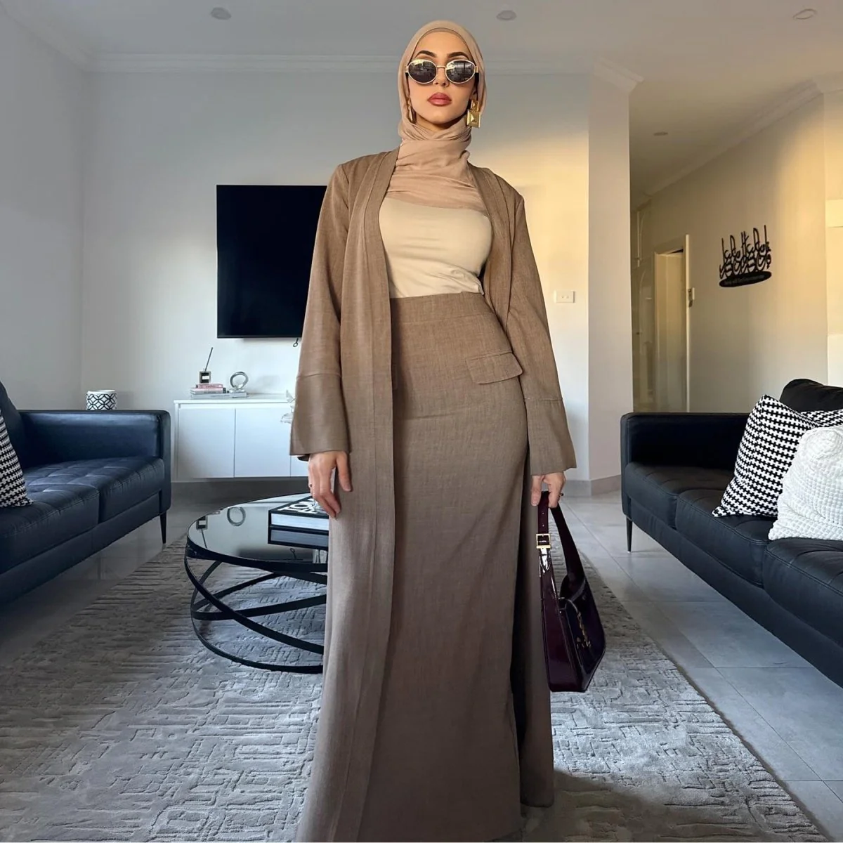 Elegant Long Cardigan & Maxi Skirt Set(MS175) - Image 4