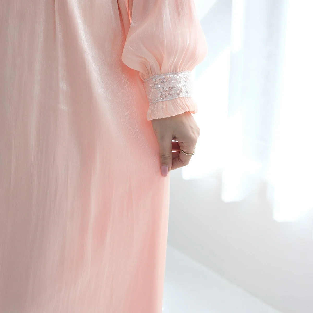 Elegant Modest Long Sleeve High-Neck Lace-Up Solid Color Dress Abaya (MA213) - Image 10