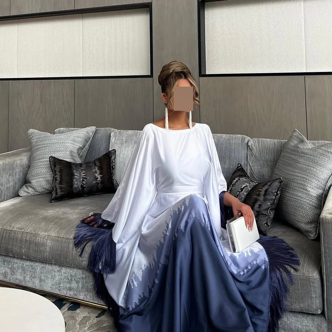 Elegant Ombre Gradient Abaya | Gradient Print Fringed Robe Dress Abaya (MA179) - Image 15