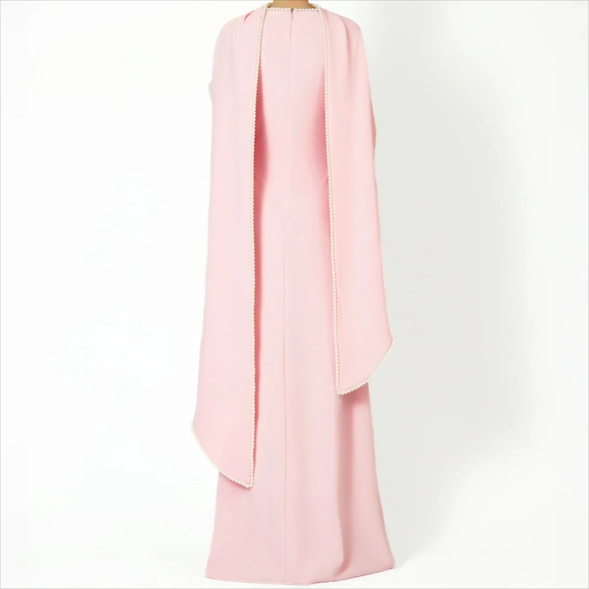Elegant Pearl Embellished Cape Sleeve Evening Dress(MA337) - Image 10