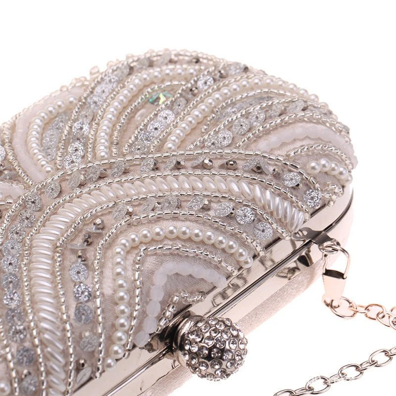 Elegant Pearl-Embellished Clutch Evening Bag for Weddings & Parties (MAC278) - Image 10