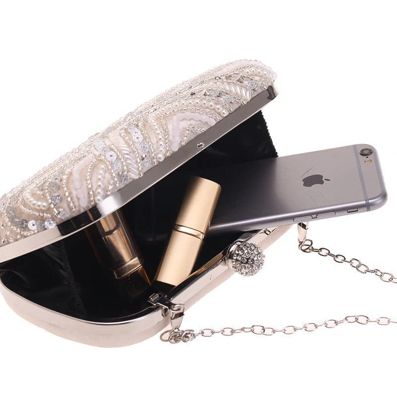 Elegant Pearl-Embellished Clutch Evening Bag for Weddings & Parties (MAC278) - Image 11