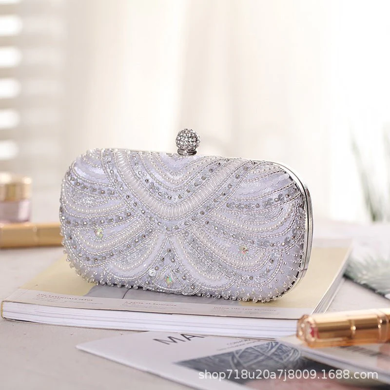 Elegant Pearl-Embellished Clutch Evening Bag for Weddings & Parties (MAC278) - Image 4
