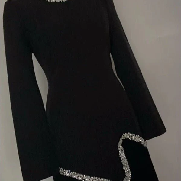 Elegant Pleated Abaya Dress with Diamond Embellished Collar & Waist | Modest Muslim Maxi Dress with Back Strap Detail(MA294) - Image 10
