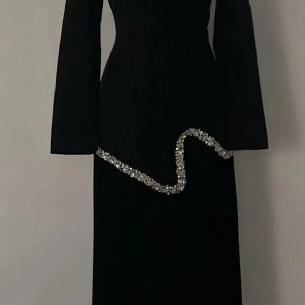 Elegant Pleated Abaya Dress with Diamond Embellished Collar & Waist | Modest Muslim Maxi Dress with Back Strap Detail(MA294) - Image 19