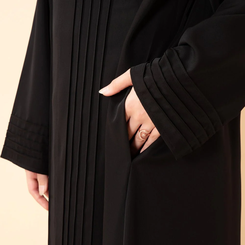 Serene Pleated Georgette Abaya Loose Full-Length Modest Style (MA254) - Image 10