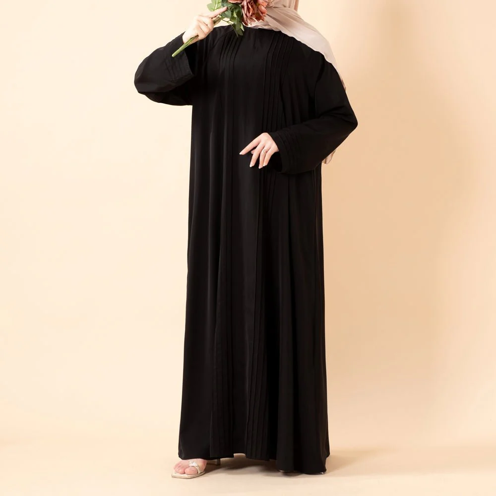 Serene Pleated Georgette Abaya Loose Full-Length Modest Style (MA254) - Image 11
