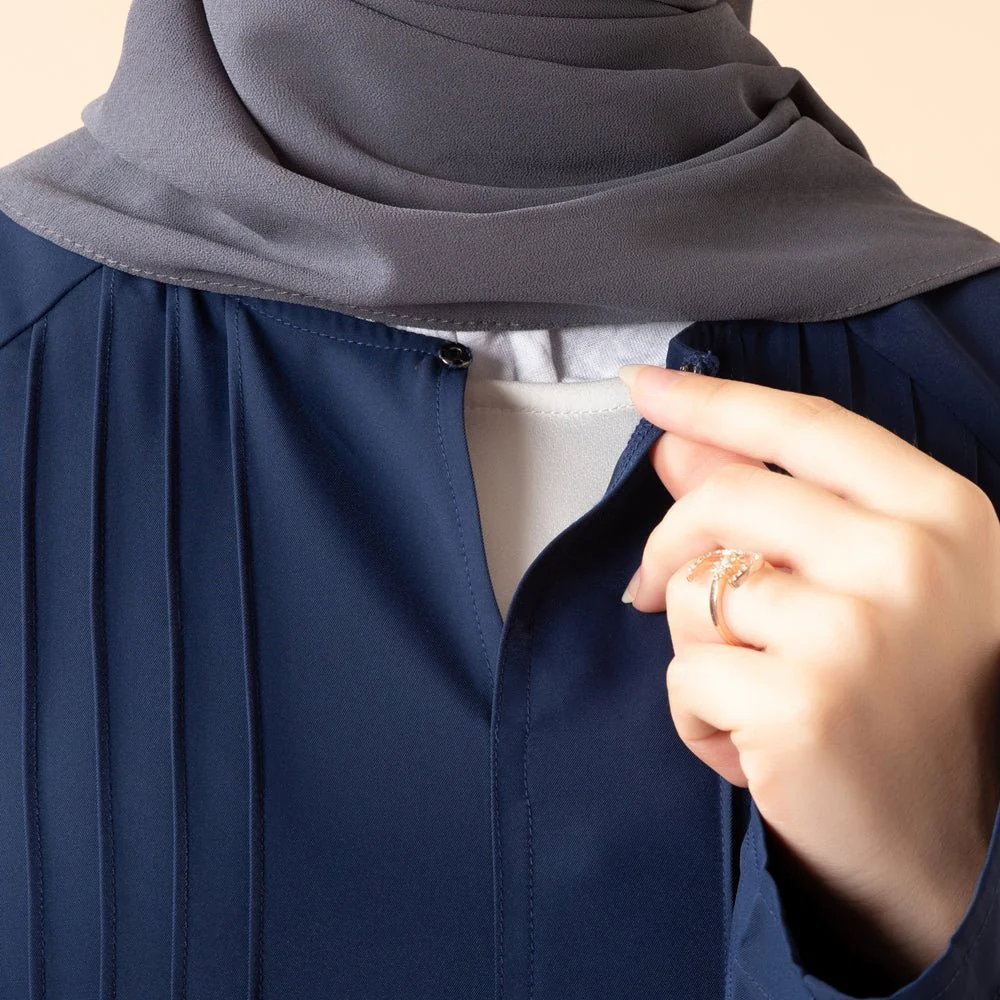 Serene Pleated Georgette Abaya Loose Full-Length Modest Style (MA254) - Image 13