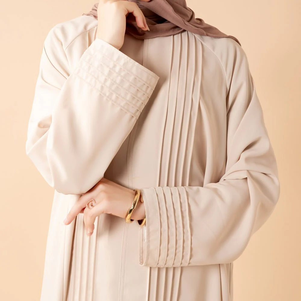 Serene Pleated Georgette Abaya Loose Full-Length Modest Style (MA254) - Image 17
