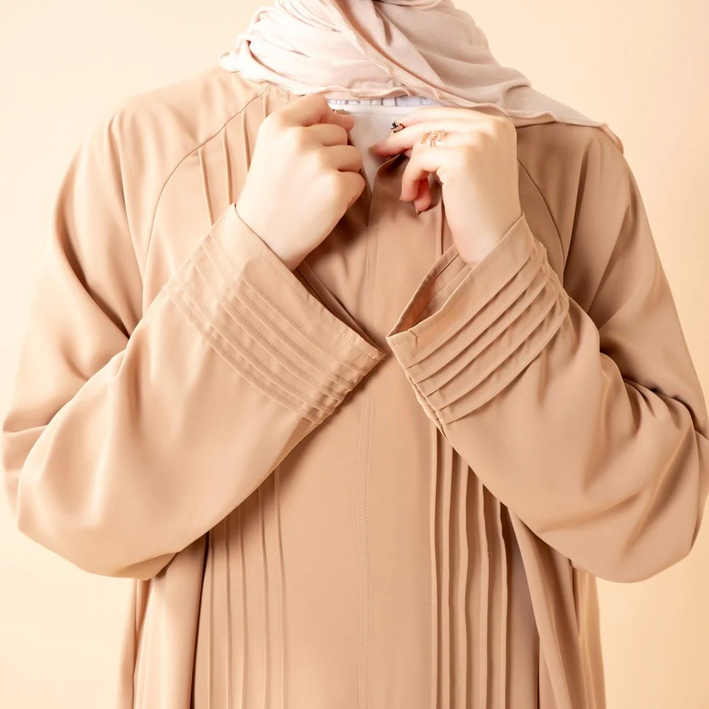 Serene Pleated Georgette Abaya Loose Full-Length Modest Style (MA254) - Image 21