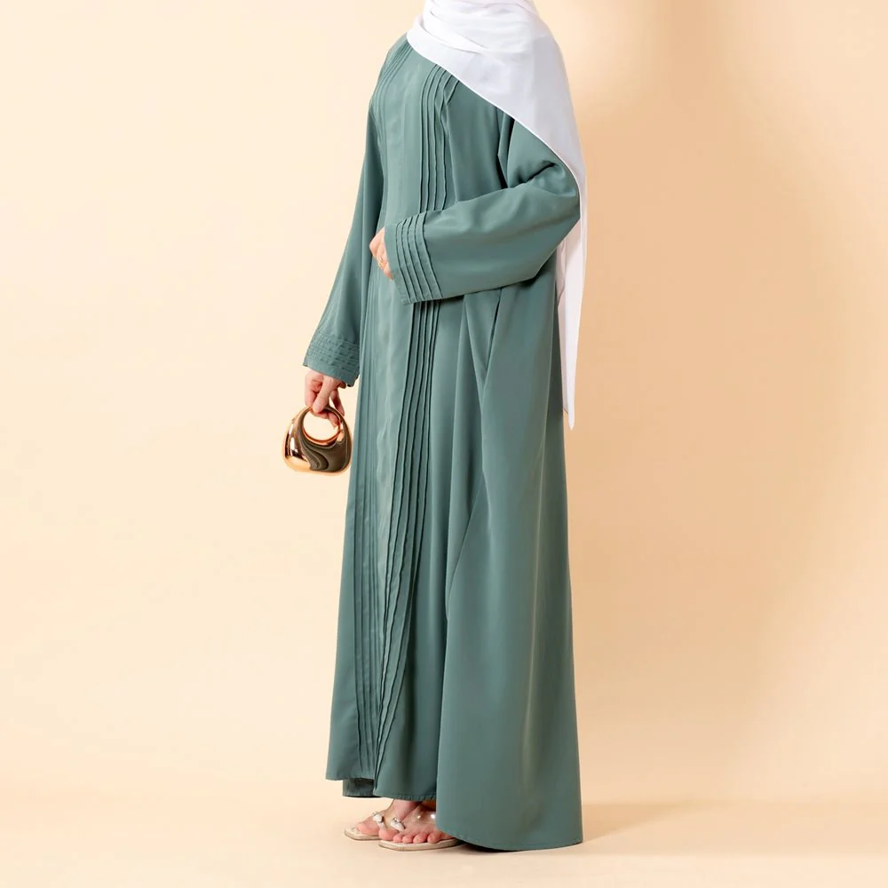 Serene Pleated Georgette Abaya Loose Full-Length Modest Style (MA254) - Image 23