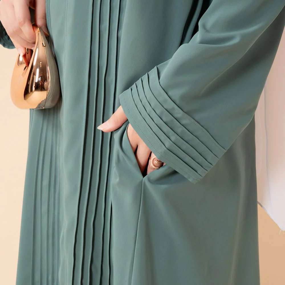 Serene Pleated Georgette Abaya Loose Full-Length Modest Style (MA254) - Image 24