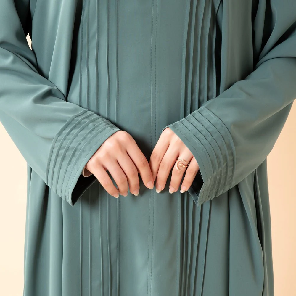 Serene Pleated Georgette Abaya Loose Full-Length Modest Style (MA254) - Image 25