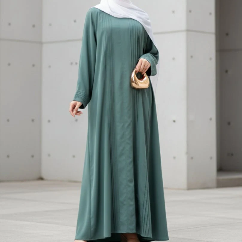 Serene Pleated Georgette Abaya Loose Full-Length Modest Style (MA254) - Image 3