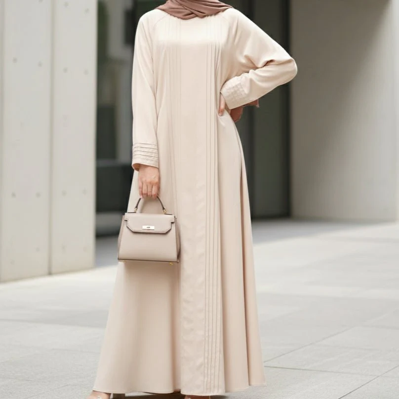 Serene Pleated Georgette Abaya Loose Full-Length Modest Style (MA254) - Image 4