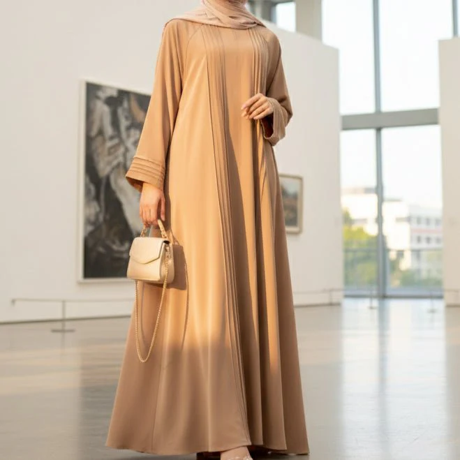 Serene Pleated Georgette Abaya Loose Full-Length Modest Style (MA254) - Image 5