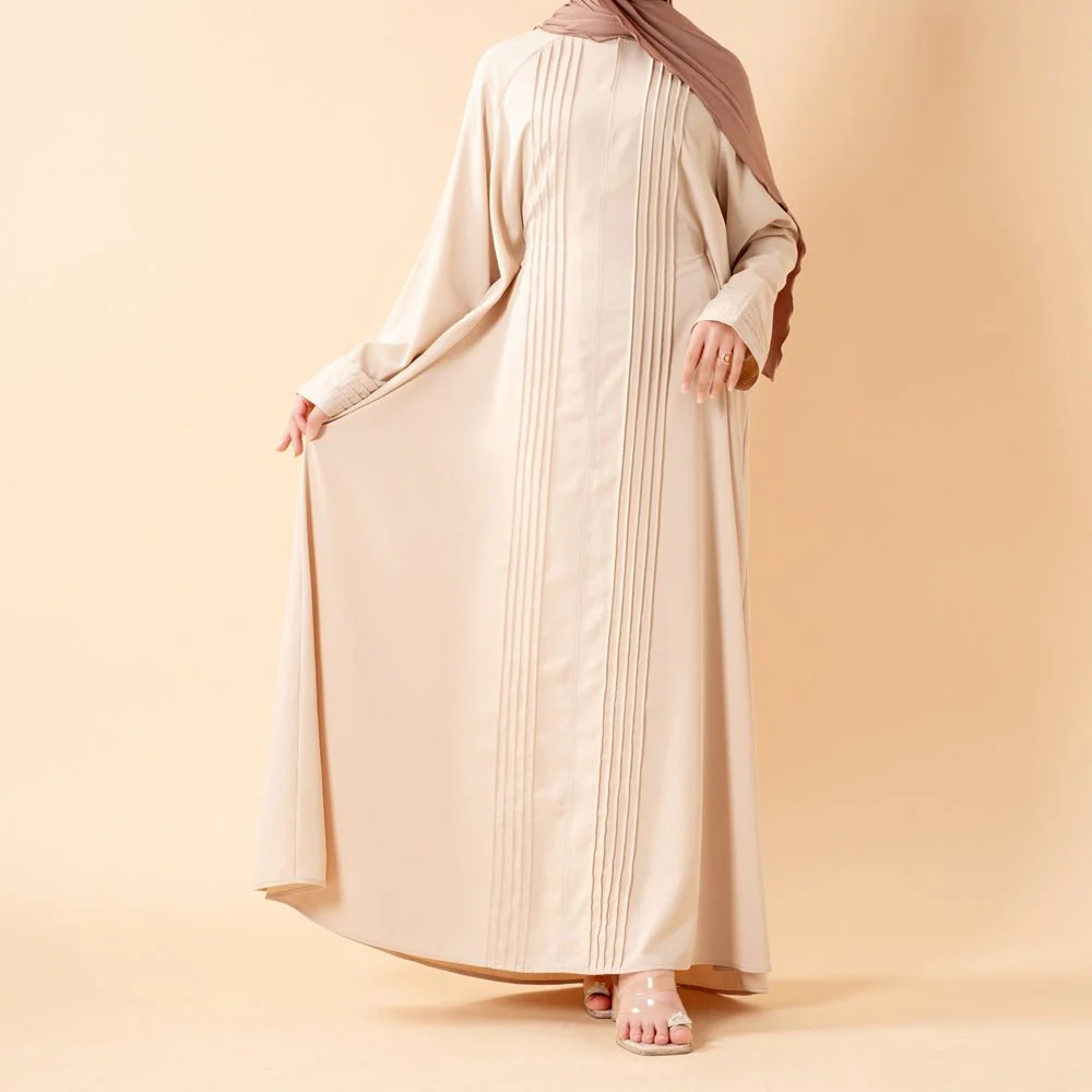 Serene Pleated Georgette Abaya Loose Full-Length Modest Style (MA254) - Image 7