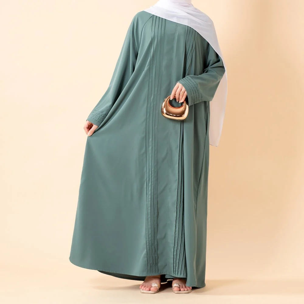 Serene Pleated Georgette Abaya Loose Full-Length Modest Style (MA254) - Image 9
