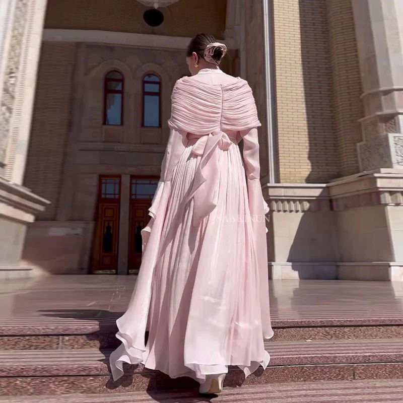 Elegant Pleated Maxi Dress with Slit(MS263) - Image 3
