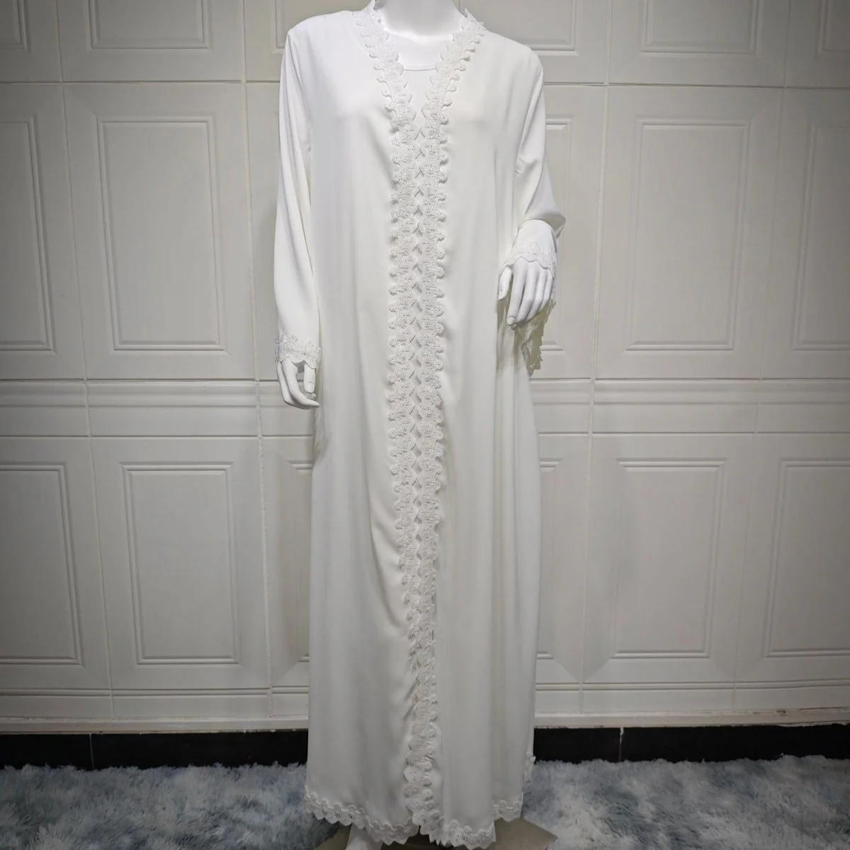 Elegant Prayer Dress with Floral Lace Detail (MOA285) - Image 5