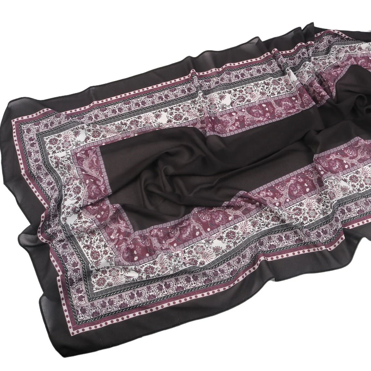 Elegant Printed Chiffon Hijab Scarf Bohemian Style Breathable Sun Protection Wrap (MH136) - Image 11