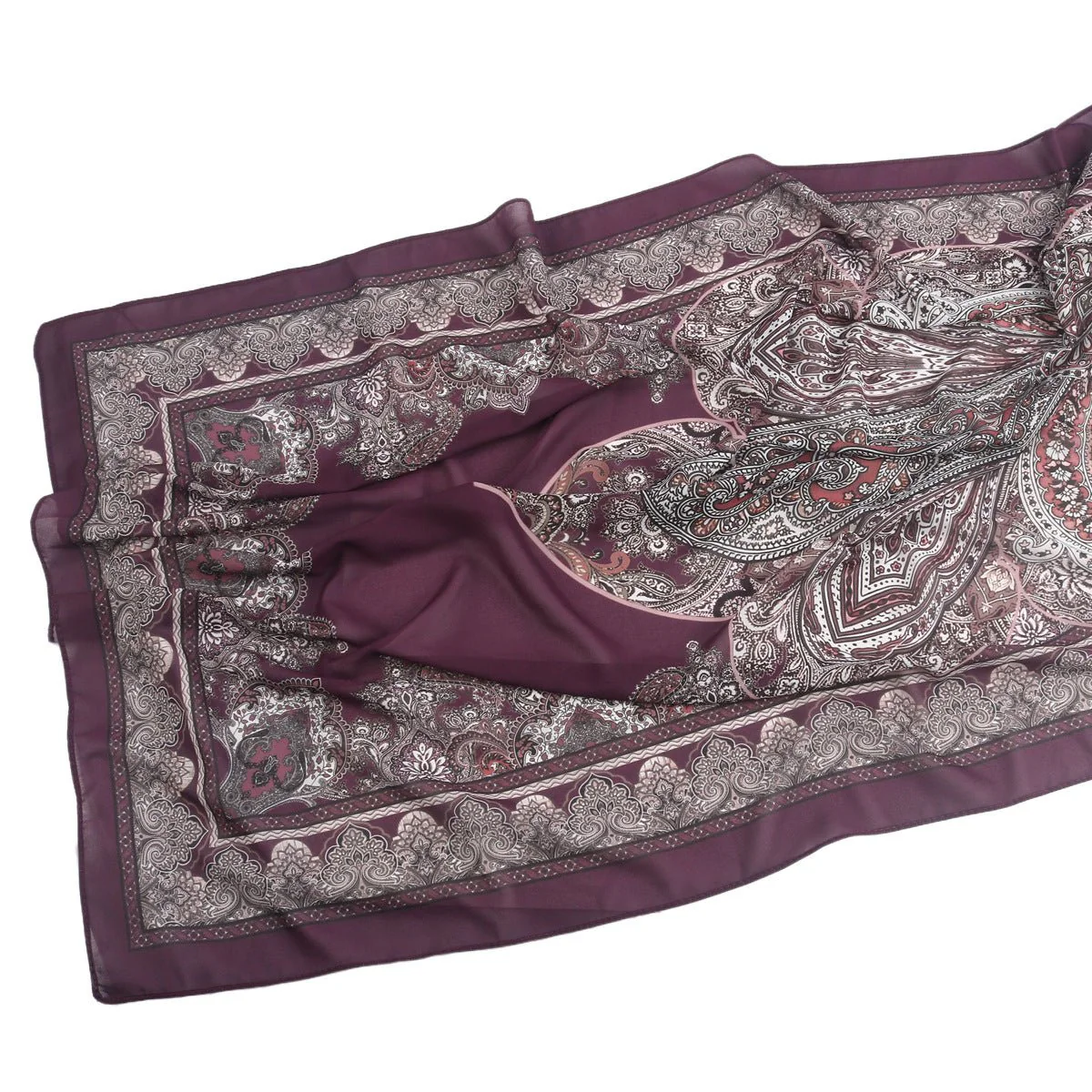 Elegant Printed Chiffon Hijab Scarf Bohemian Style Breathable Sun Protection Wrap (MH136) - Image 17
