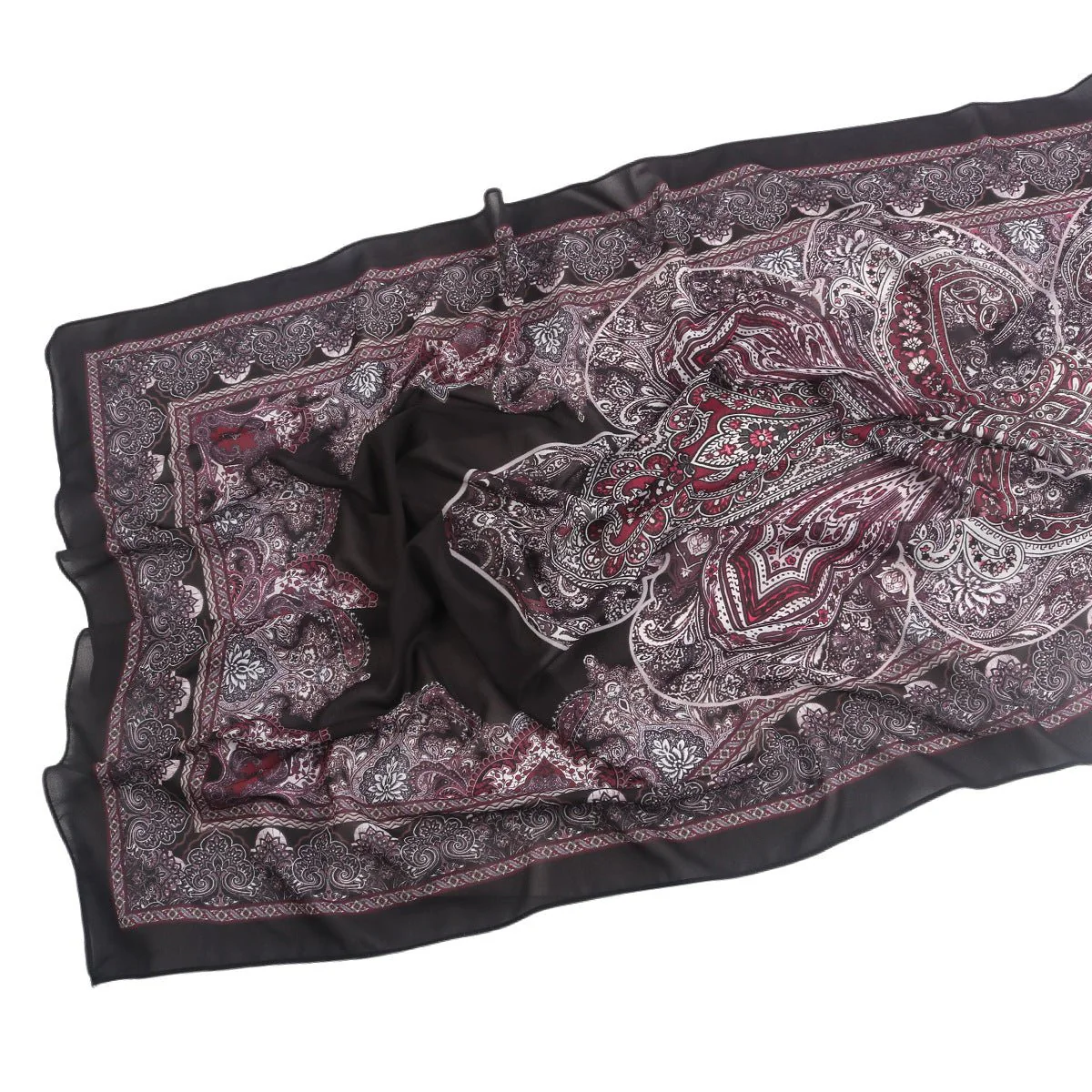 Elegant Printed Chiffon Hijab Scarf Bohemian Style Breathable Sun Protection Wrap (MH136) - Image 18