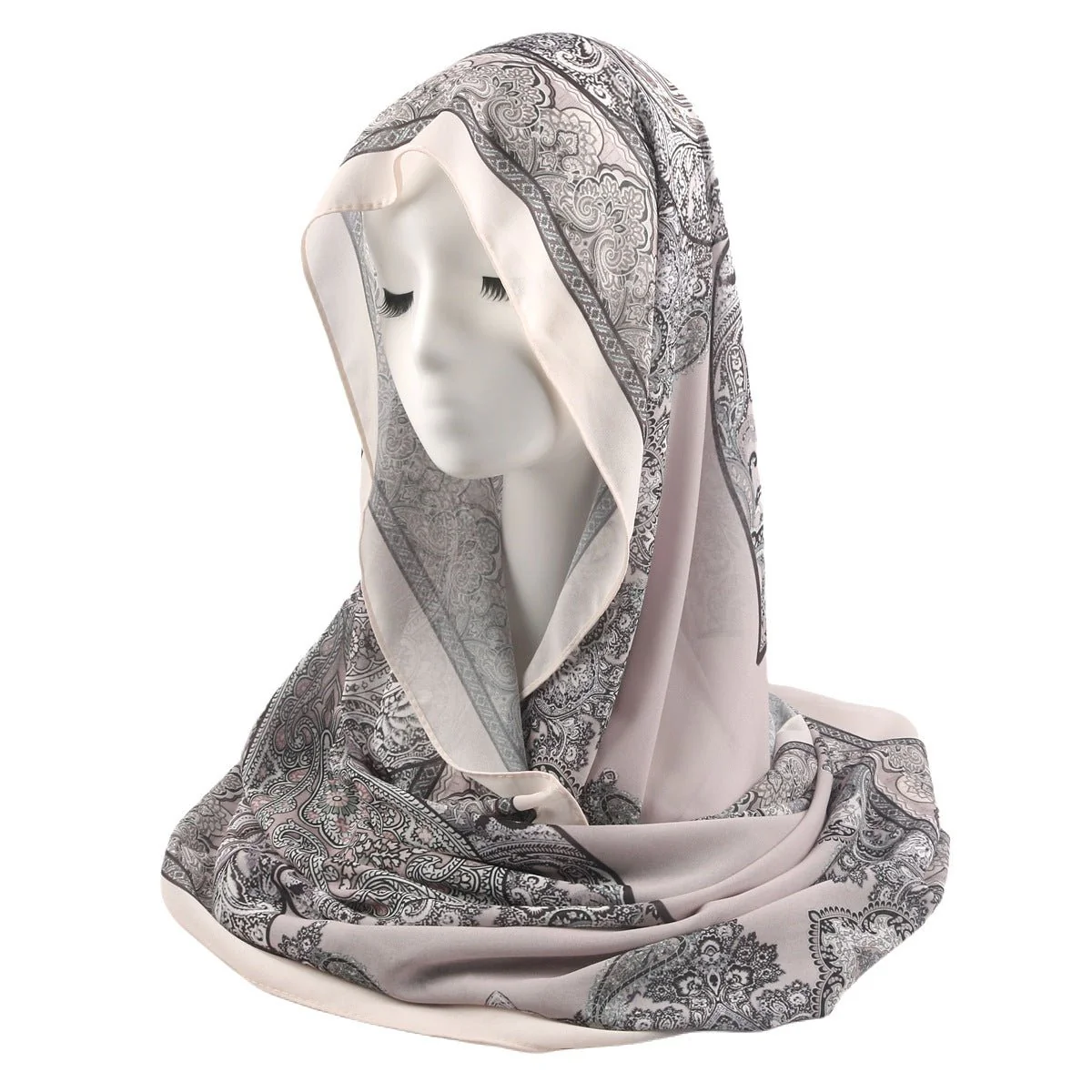 Elegant Printed Chiffon Hijab Scarf Bohemian Style Breathable Sun Protection Wrap (MH136) - Image 23