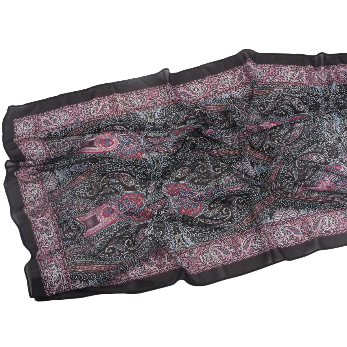 Elegant Printed Chiffon Hijab Scarf Bohemian Style Breathable Sun Protection Wrap (MH136) - Image 32