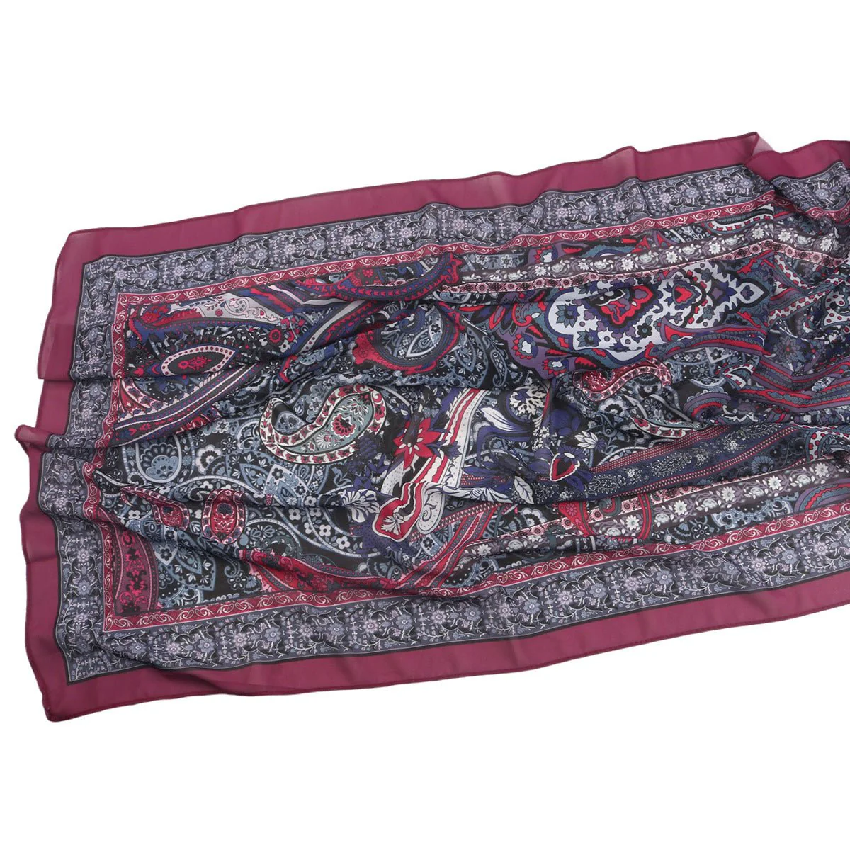 Elegant Printed Chiffon Hijab Scarf Bohemian Style Breathable Sun Protection Wrap (MH136) - Image 37