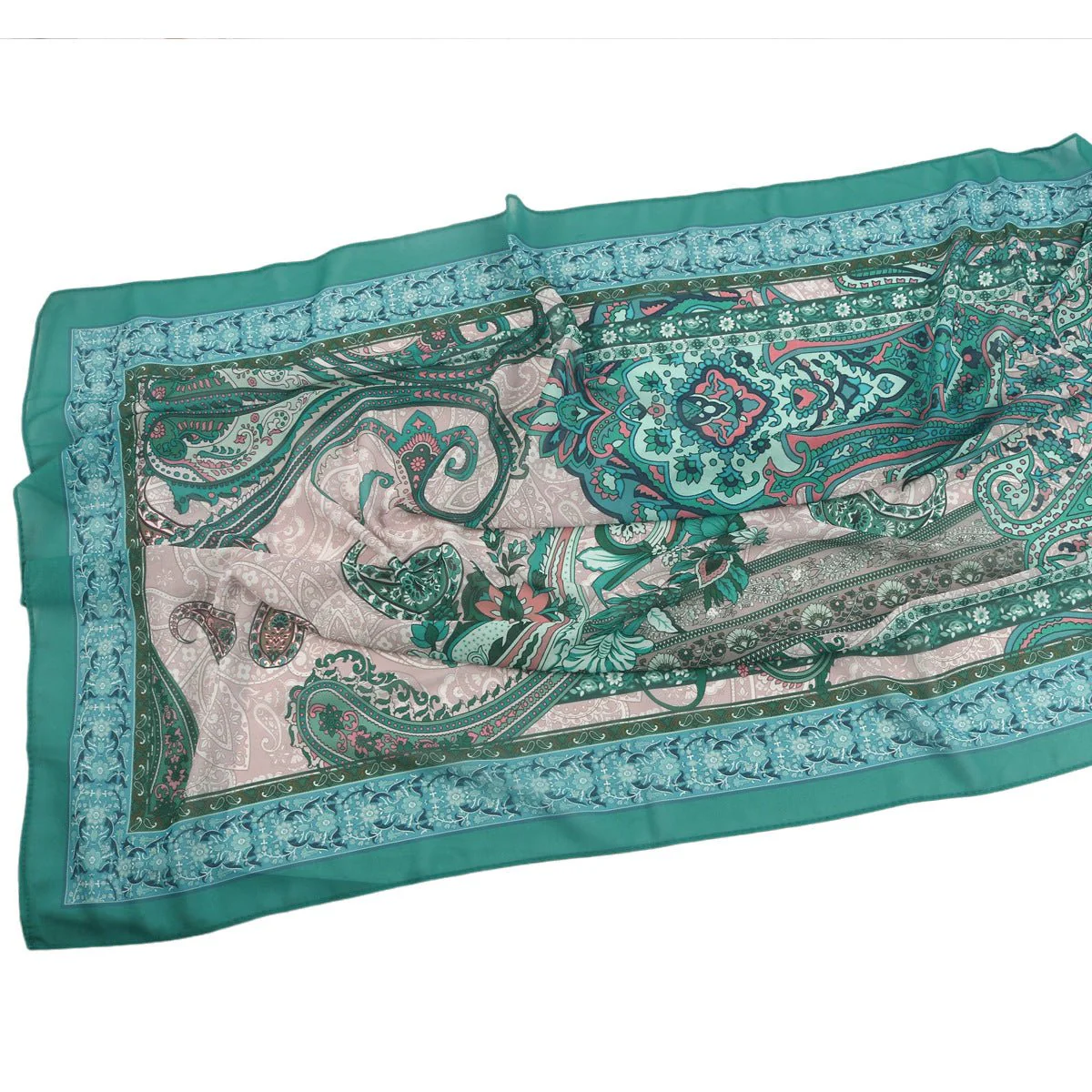 Elegant Printed Chiffon Hijab Scarf Bohemian Style Breathable Sun Protection Wrap (MH136) - Image 38