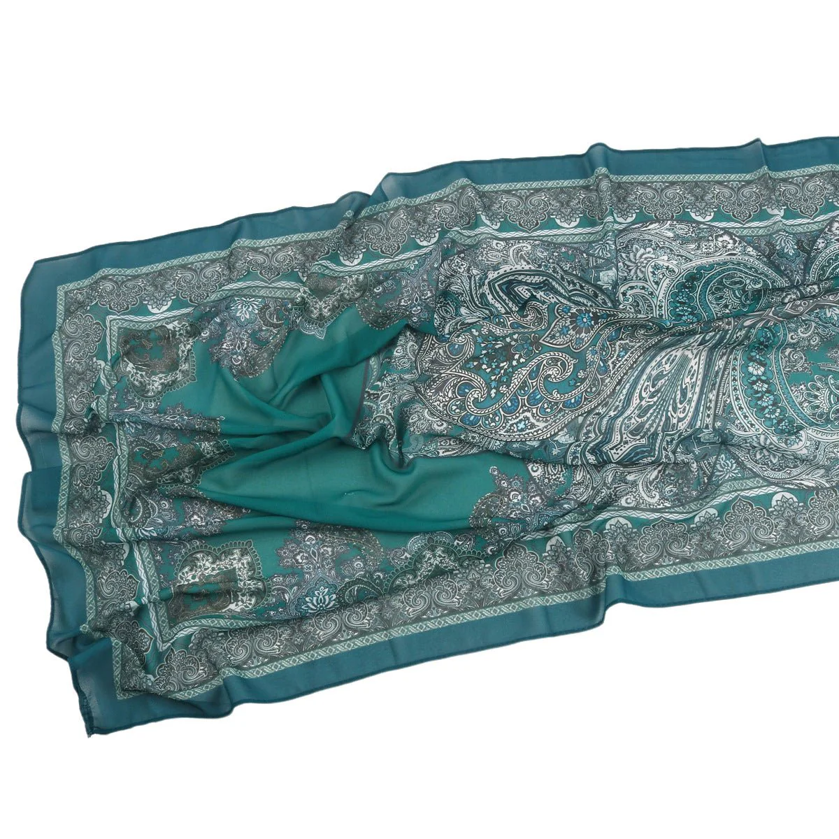Elegant Printed Chiffon Hijab Scarf Bohemian Style Breathable Sun Protection Wrap (MH136) - Image 45