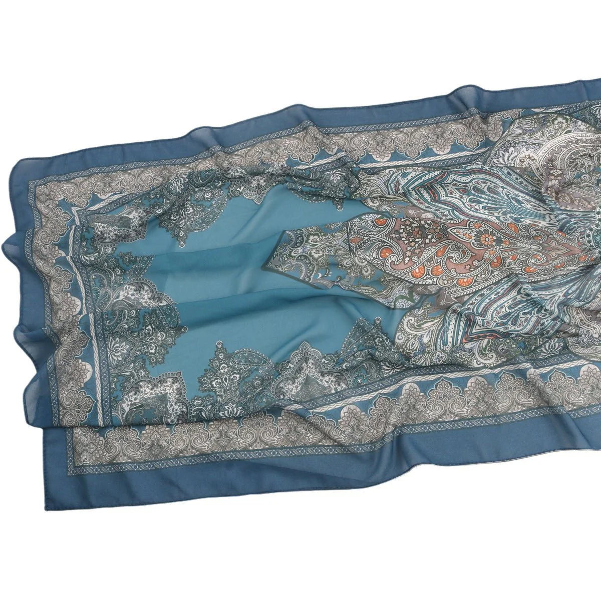 Elegant Printed Chiffon Hijab Scarf Bohemian Style Breathable Sun Protection Wrap (MH136) - Image 46
