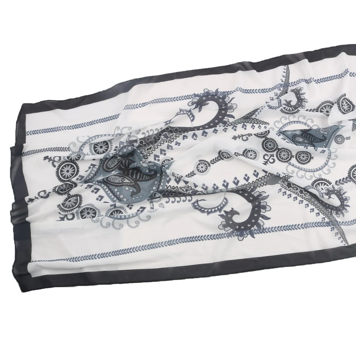 Elegant Printed Chiffon Hijab Scarf Bohemian Style Breathable Sun Protection Wrap (MH136) - Image 49