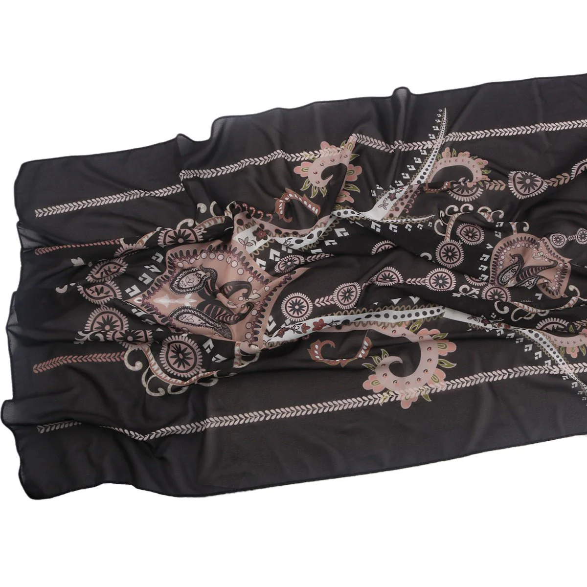 Elegant Printed Chiffon Hijab Scarf Bohemian Style Breathable Sun Protection Wrap (MH136) - Image 50