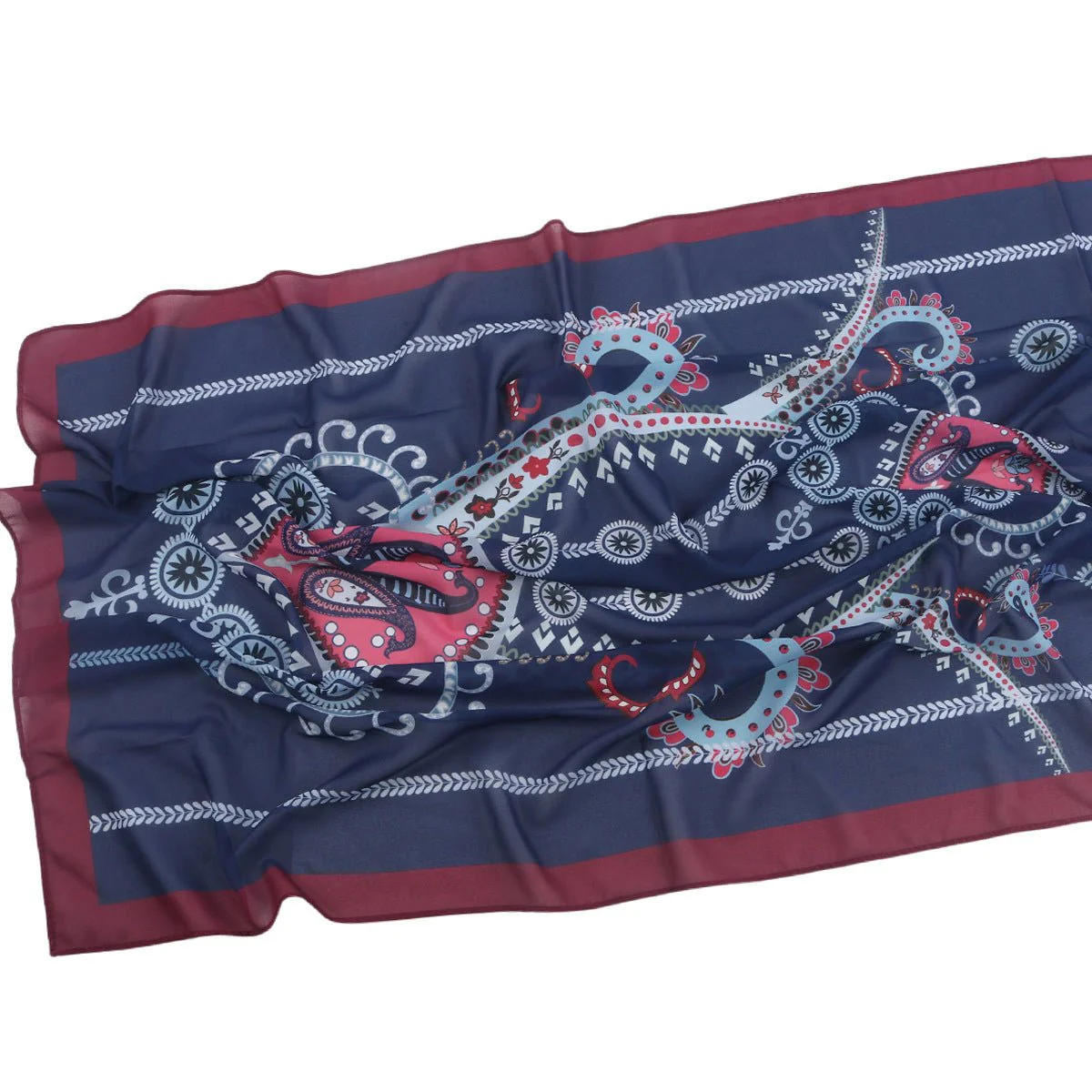 Elegant Printed Chiffon Hijab Scarf Bohemian Style Breathable Sun Protection Wrap (MH136) - Image 51