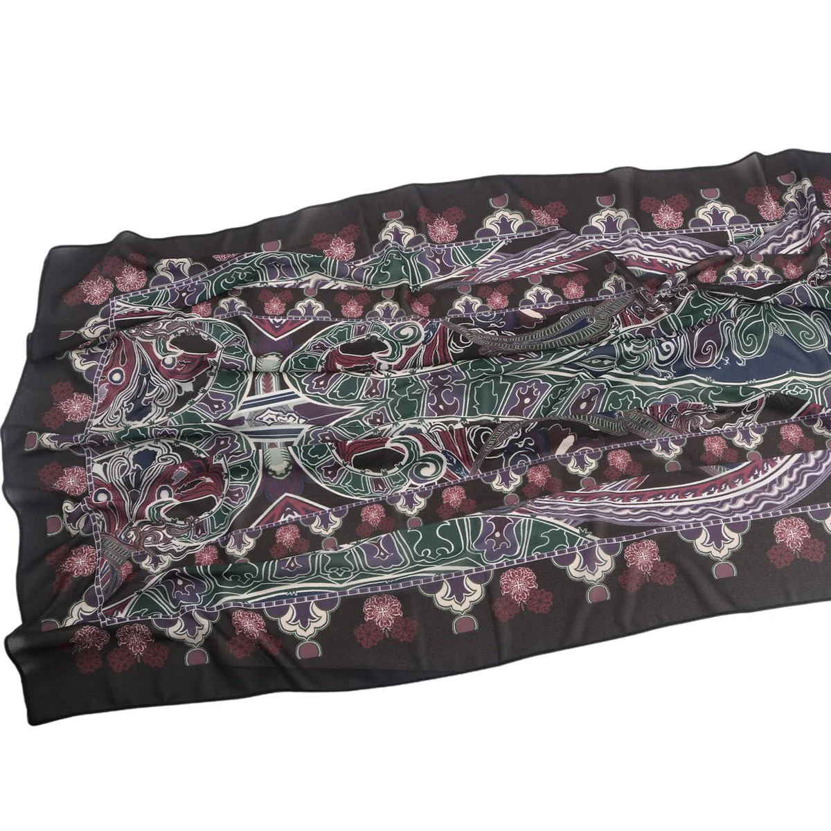 Elegant Printed Chiffon Hijab Scarf Bohemian Style Breathable Sun Protection Wrap (MH136) - Image 59