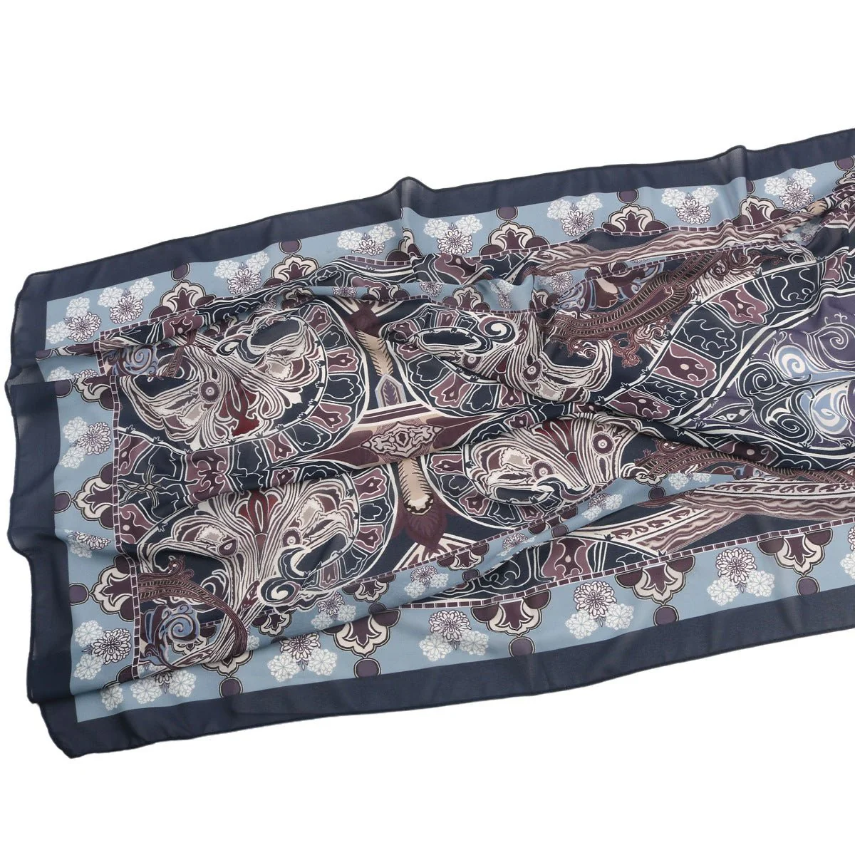 Elegant Printed Chiffon Hijab Scarf Bohemian Style Breathable Sun Protection Wrap (MH136) - Image 61