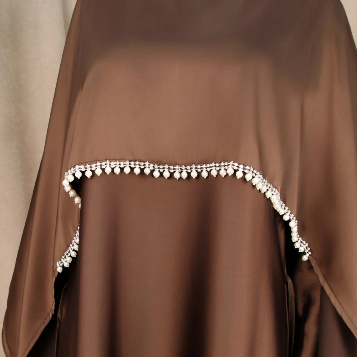 Elegant Satin Abaya with Rhinestone Cape | Luxurious Modest Evening Dress (MA327) - Image 12