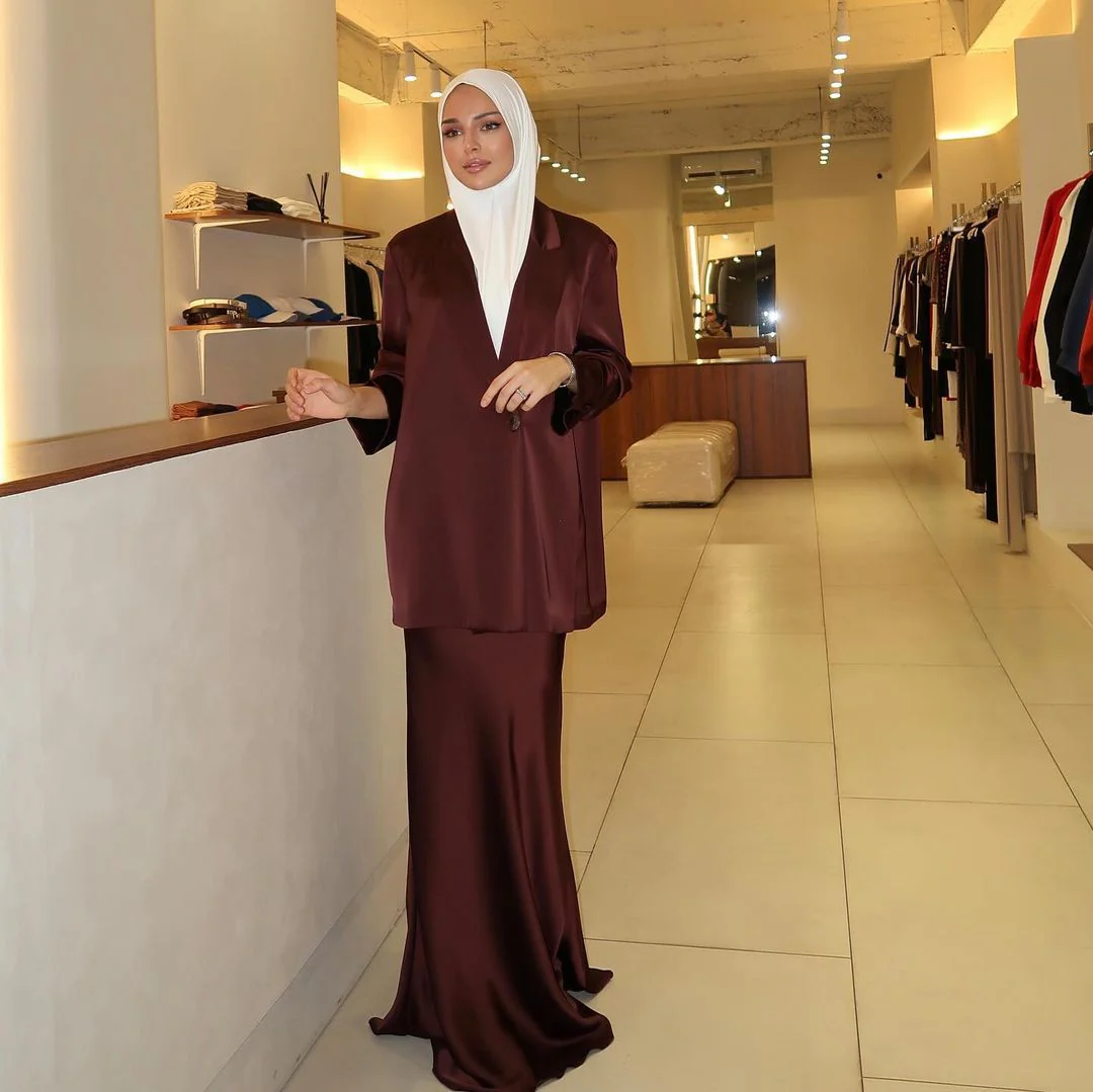 Elegant Satin Blazer & Skirt Set | Professional Two-Piece Suit - Luxurious Office Wear(MS129) - Image 14