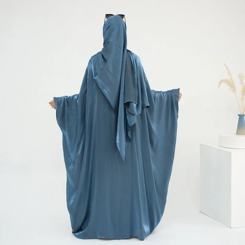 Elegant Shimmer Batwing Abaya Set with Hijab | Two-Piece Pullover Style Layered Look(MA315) - Image 11